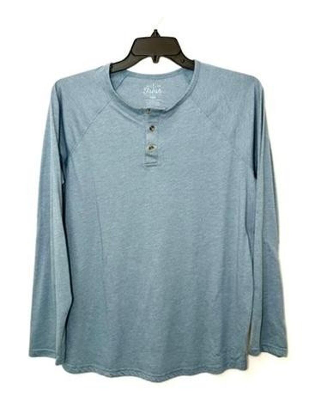 Fresh Clean Tees Henley Shirt Mens XL Blue Long Sleeve Raglan Tri-Blend